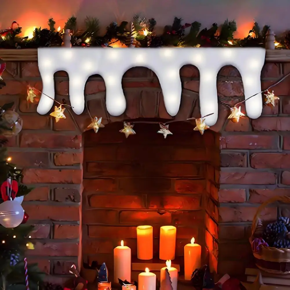 Christmas Fireplace Snow Blanket Xmas Icicle Snow Winter Village Fireplace Blanket Roll Fluffy Fake Snow Mantel Cover Home Decor