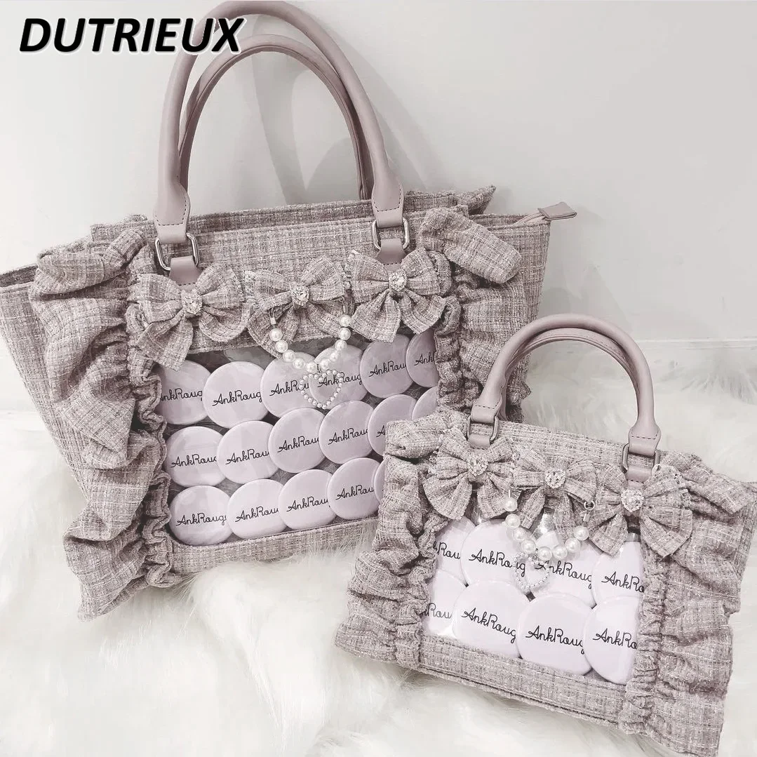 Spring Autumn Ruffled Women\'s Bags Sweet Cute Elegant Portable Crossbody Bag Japanese Style Sweet Cute Handbags for Lady