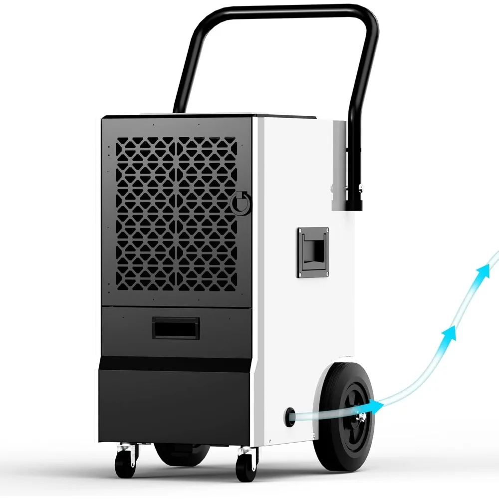 

160 Pints Commercial Dehumidifier for Basement,Large Dehumidifier for Basement With Drain Hose,Timer and 4 Wheels,Industrial De