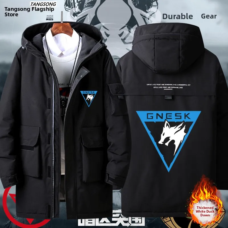 

Модное молодежное пальто Trendy White Wolf Platoon Bae ex down Jaet средней длины из утолщенного полиэфирного волокна, теплая верхняя одежда