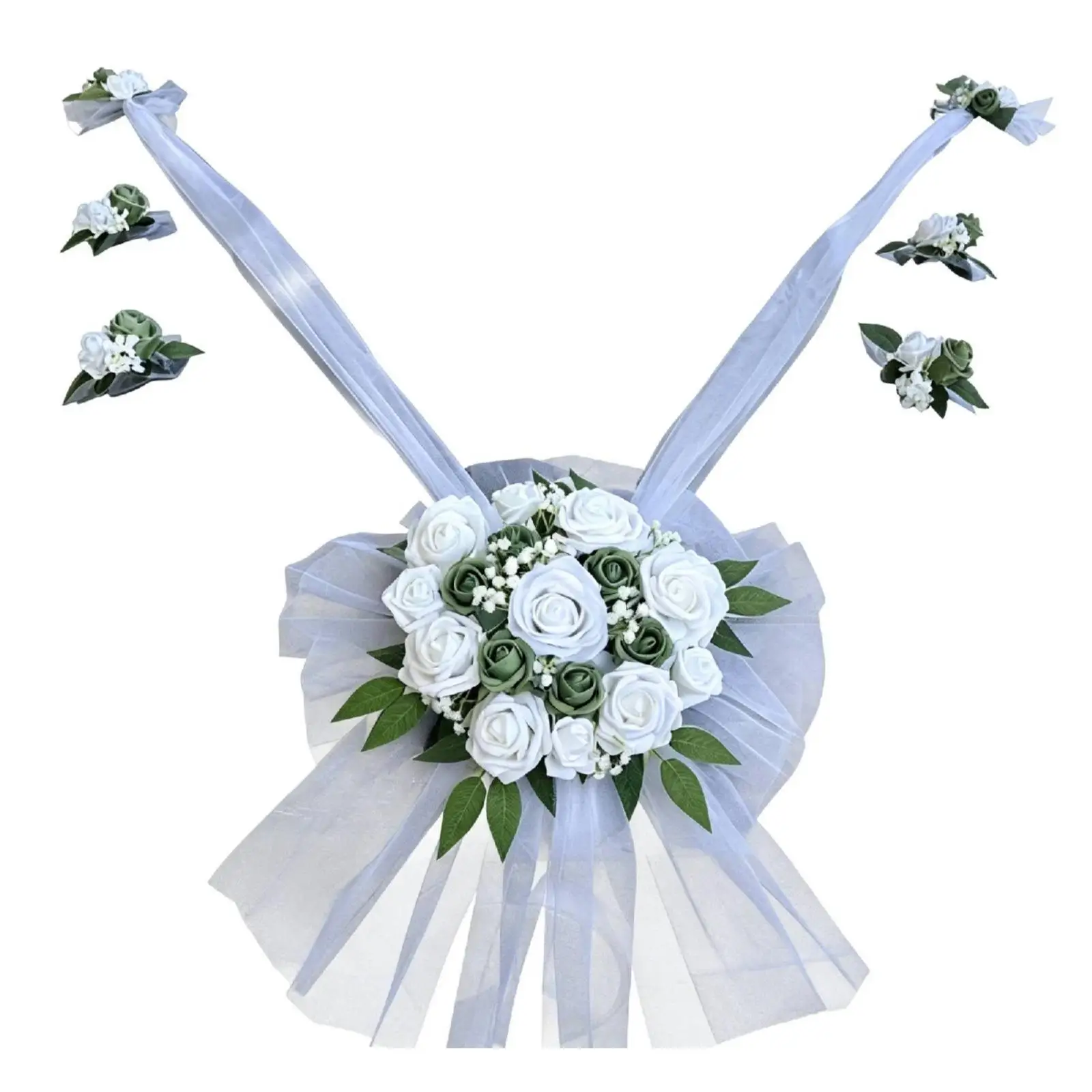 Wedding Car Decoration Kit Layered Design Bridal Automotive Decoration Set