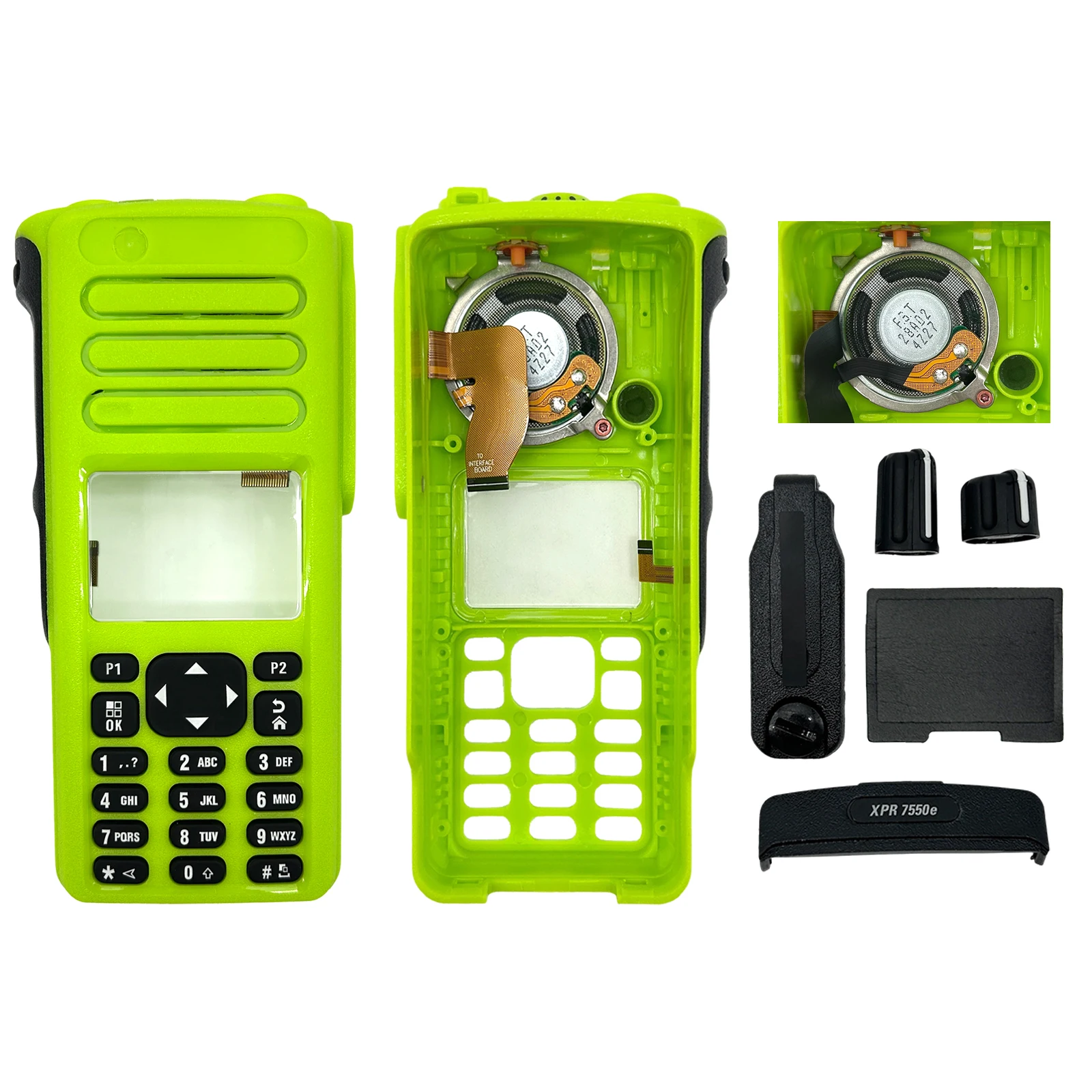 

Walkie Talkie Replacement Repair Case Housing Cover Kit With Speaker+Mic For DGP8550e XPR7550e XIR P8668i Two Way Radios Green