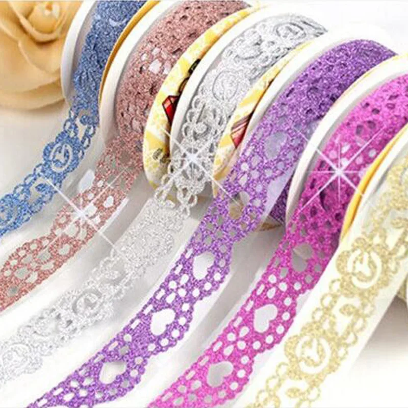 

Korean DIY photo album frosted gold powder lace tape colorful decorative tape handbook