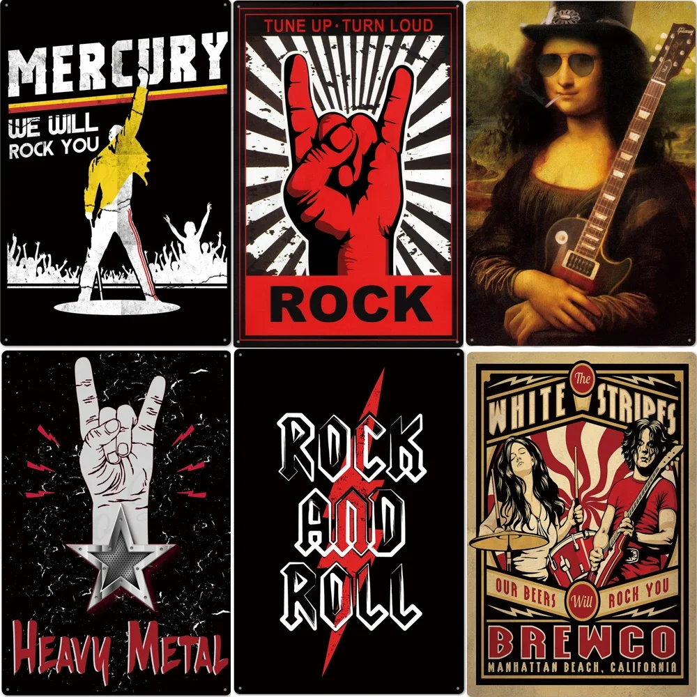 Rock Roll Metal Sign Tin Sign Plaque Metal Vintage Rock Metal Poster Retro Wall Decor for Bar/ Pub/ Club /Man/ Cave 20x30 cm