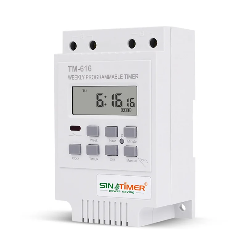 SINOTIMER TM616W-2 30A 220V Electronic Weekly Programmable Digital Time Switch Relay Timer Control Timer Din Rail Moun