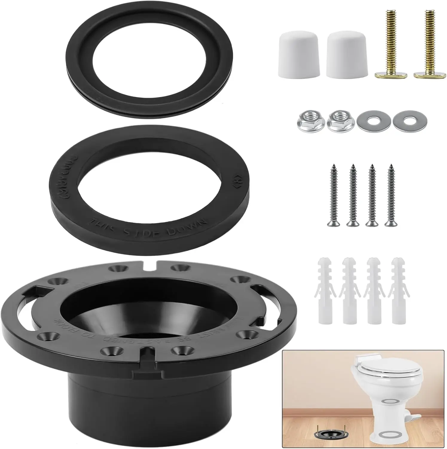 

RV Toilet Seal and 3" Socket Floor Flange Kit for Dometic 300 310 320 RV Toilets, Replacement Parts Kit 385345892 Flange