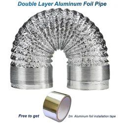 ∅150mm Double Layer Aluminum Foil Pipe Flexible Ventilation Duct for Kitchen Bathroom Extractor Dryer Fan Grow Tent 1.5m-6m