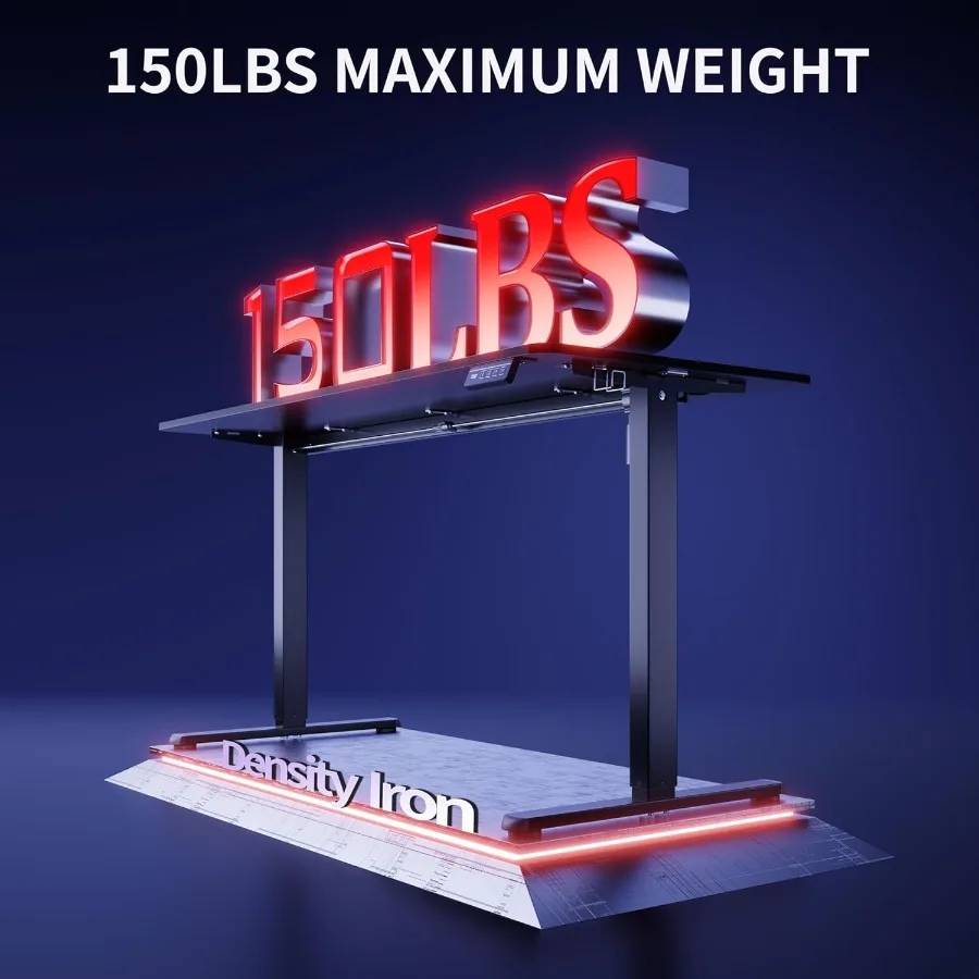 مكتب قائم كهربائي قابل للتعديل بارتفاع 55 × 24 بوصة للمكتب المنزلي، محطة عمل مريحة للكمبيوتر مع ارتفاع سلس