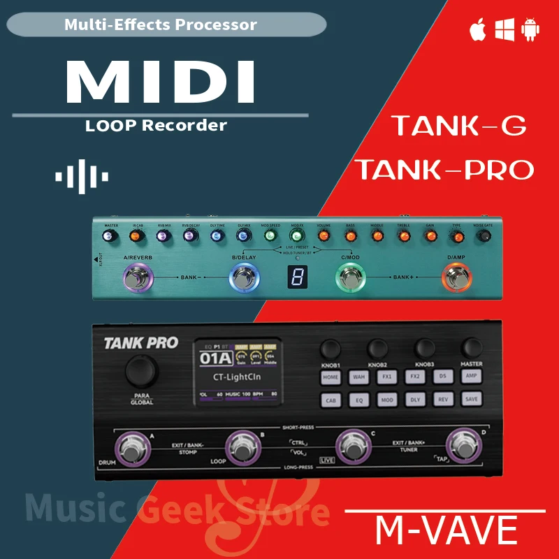 M-VAVE TANK PRO/TANK-G マルチエフェクトギターペダル：120プリセット