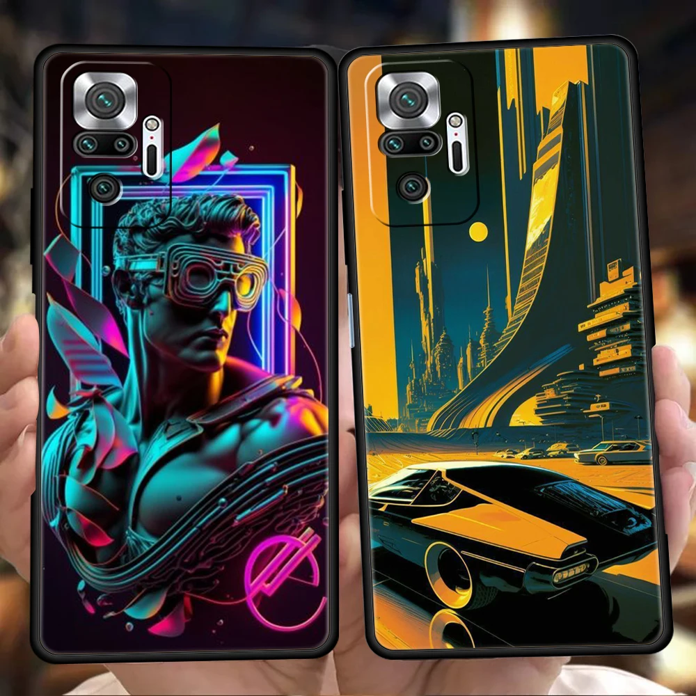 Synthwave Retro Phone Case for Xiaomi Redmi NOTE 12 Pro K40 Gaming K50 8A 9T 9A 9C Note 8 8T 9 9S 10 11 Pro Plus Soft Shell Bags