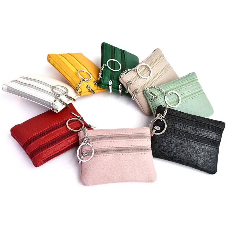 

Fashion Women Small Wallet For Ladies Zipper Card Purse Key Storage Bag High Quality PU Short Wallet Female Money Bags