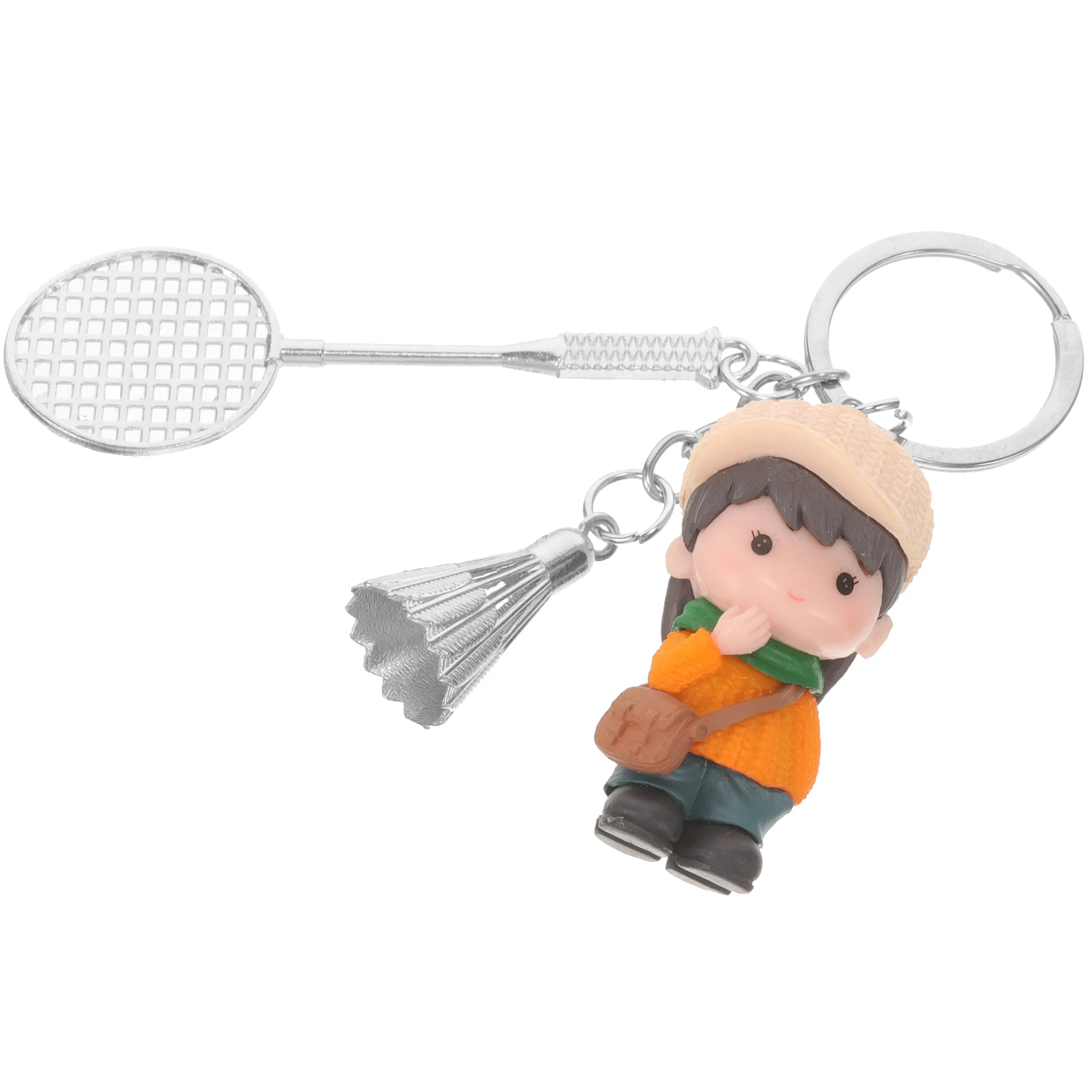 

Badminton Keychain Yellow Kid Cartoon Pendant Lightweight Stylish Creative Design Tennis Ball Key Rings Bag Hanging