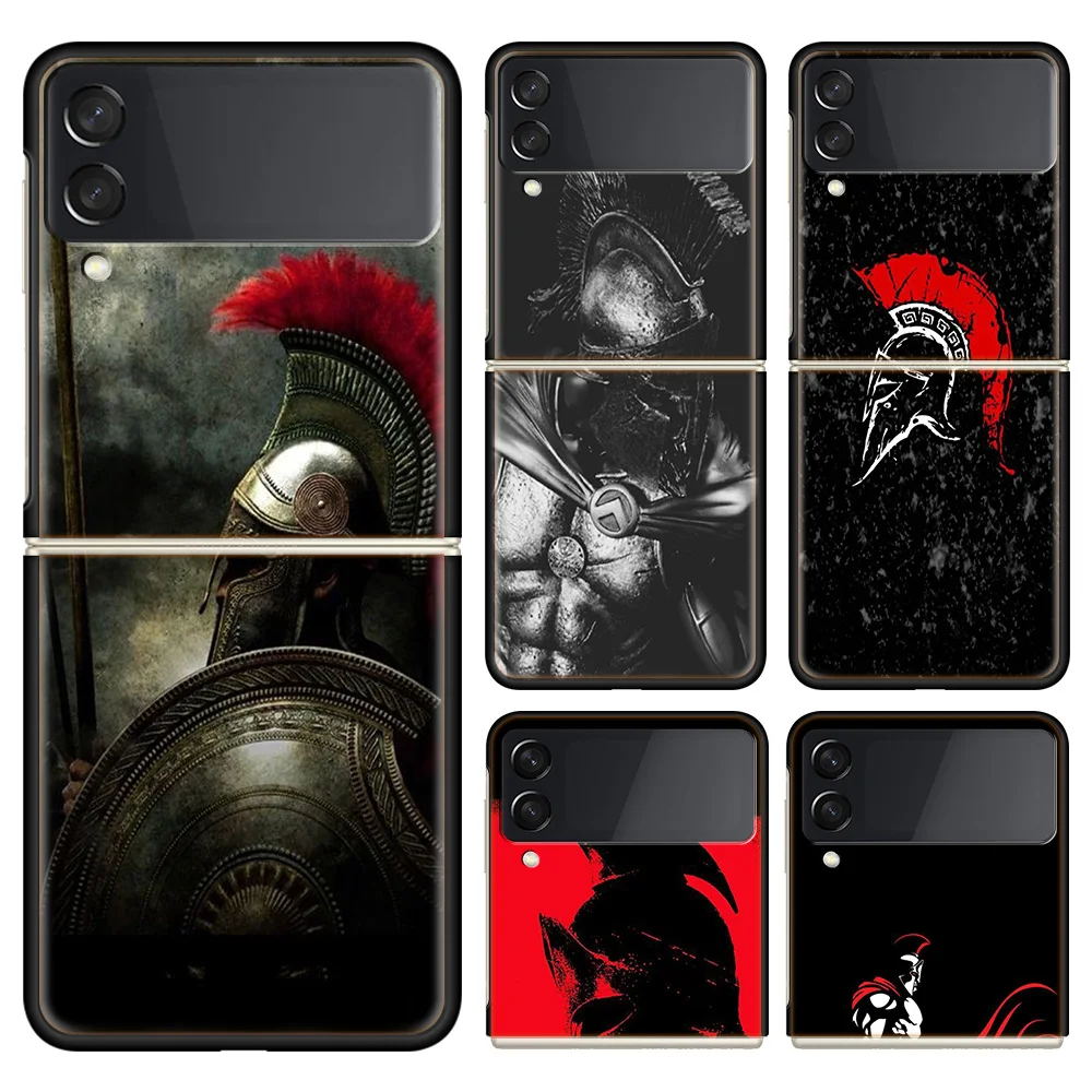 S-Spartan Phone Case For Samsung Galaxy Z Flip 6 4 3 5G Funda Black Coque Hard PC Luxury Cover Z Flip 5 Capa Fashion Capa