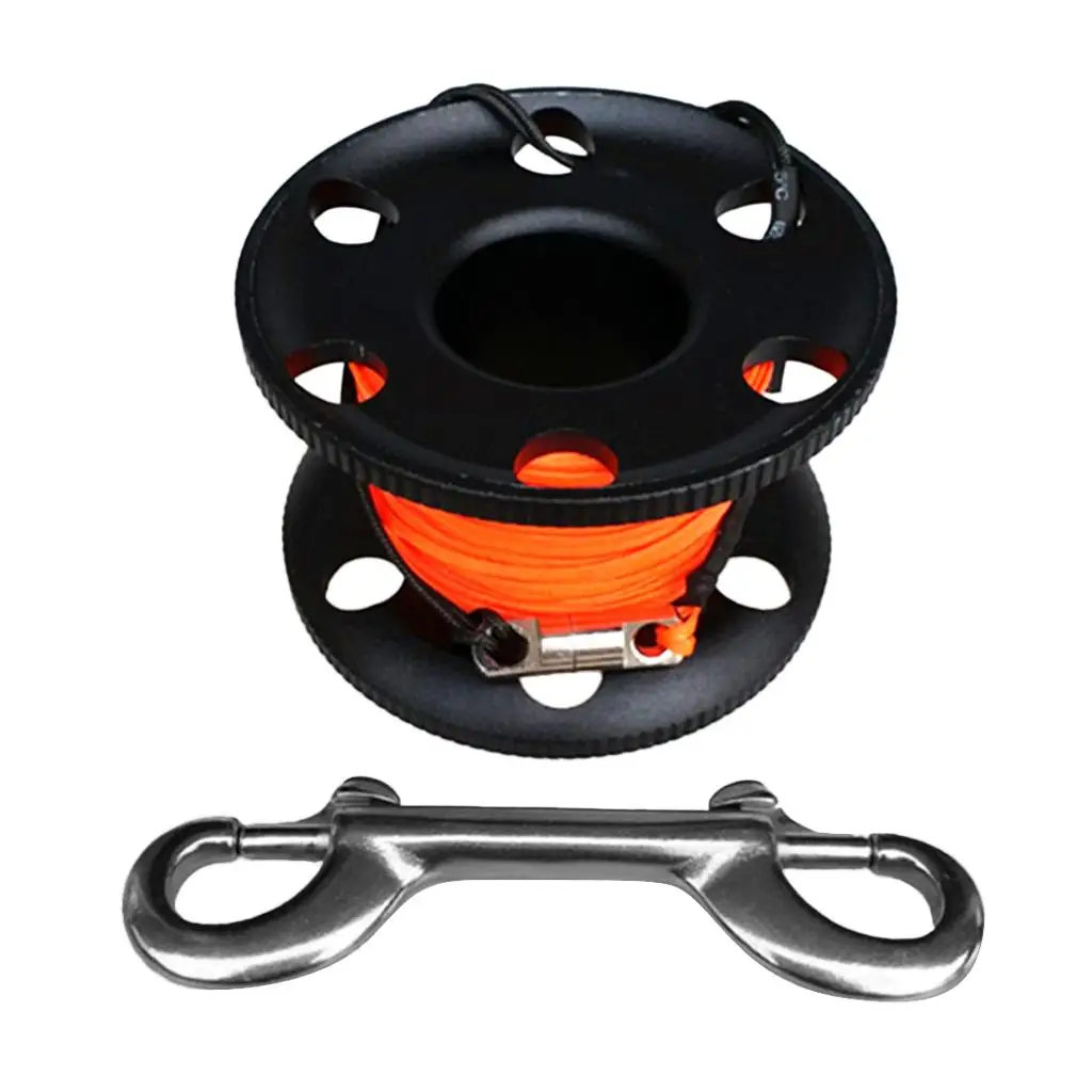 Dive Finger Reel, Wreck Scuba Diving Tech Spool - Attached with Stainless Steel Snap Bolt Clip and Choice & Size