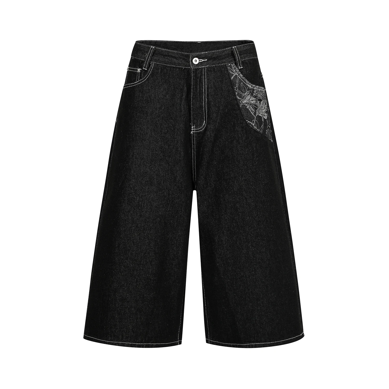 

Джинсы GXFortune American Sle A-Line Skinny из денима с лазерной гравировкой, вышивкой и пэчворком, прямые, длиной 7/8