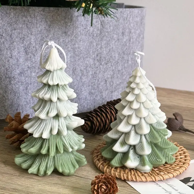 Molde de silicona de vela de árbol de Navidad DIY, creativo, hecho a mano, molde de resina epoxi, ambiente del día de Navidad, decoración del hogar