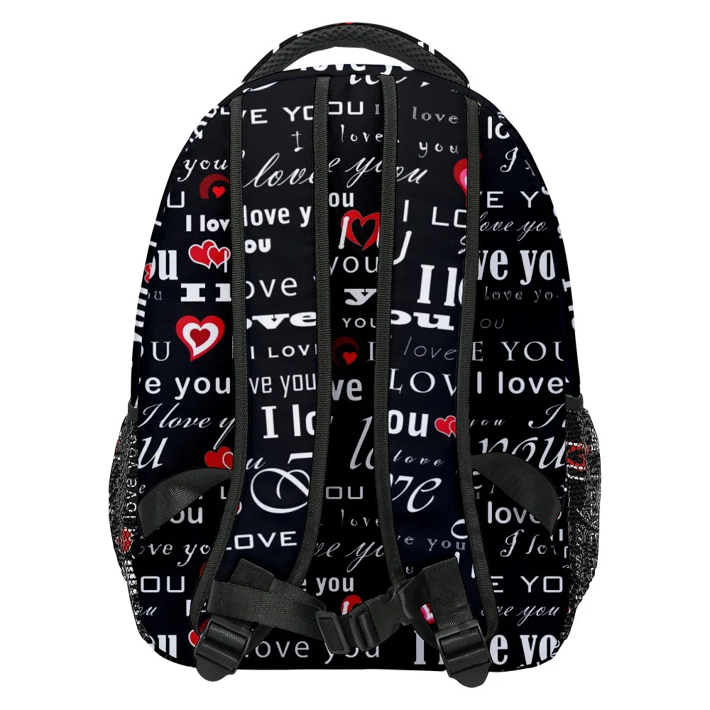 Classic Popular Funny love heart student Bookbag Notebook Backpacks 3D Print Oxford Waterproof Boys/Girls Travel Backpacks