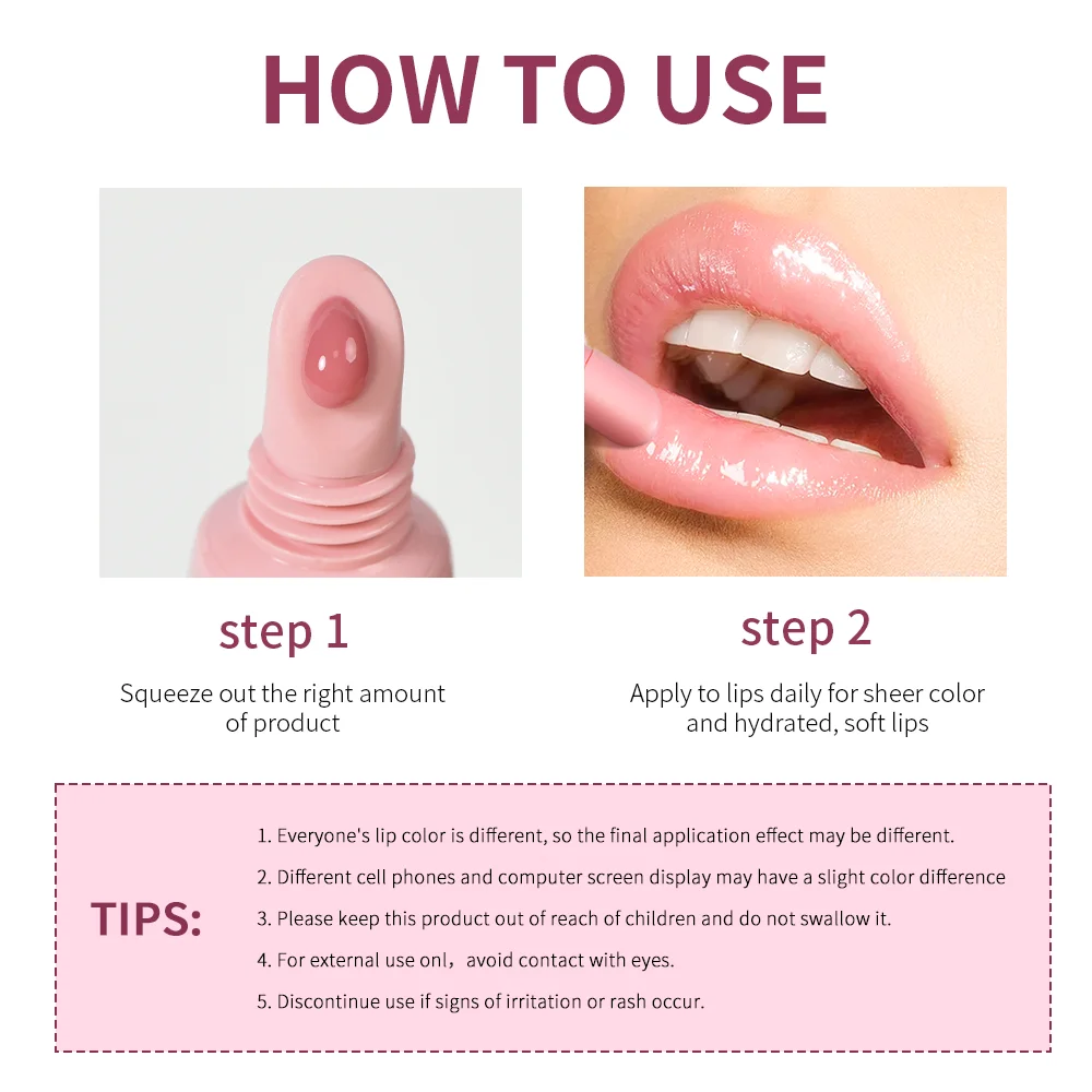 Lakerain 10ml Balsamo per labbra Gel Texture Idratante a lunga durata Ripristina Rifornimento Non appiccicoso Siero per labbra colorato senza profumo Trucco