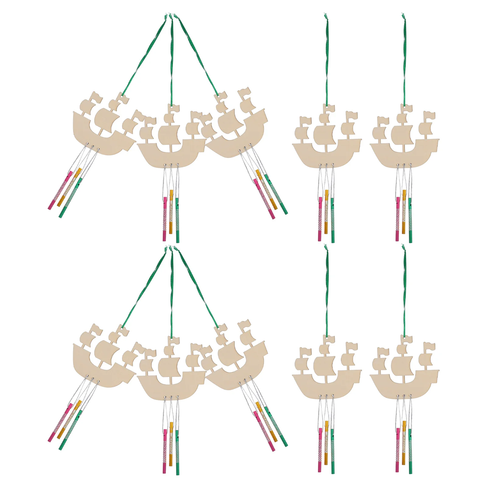 

1Set DIY Sailboat Wind Chime Kit Wooden Painting Craft for Kids Unfinished Wind Bell Hanging Decor Creative Set