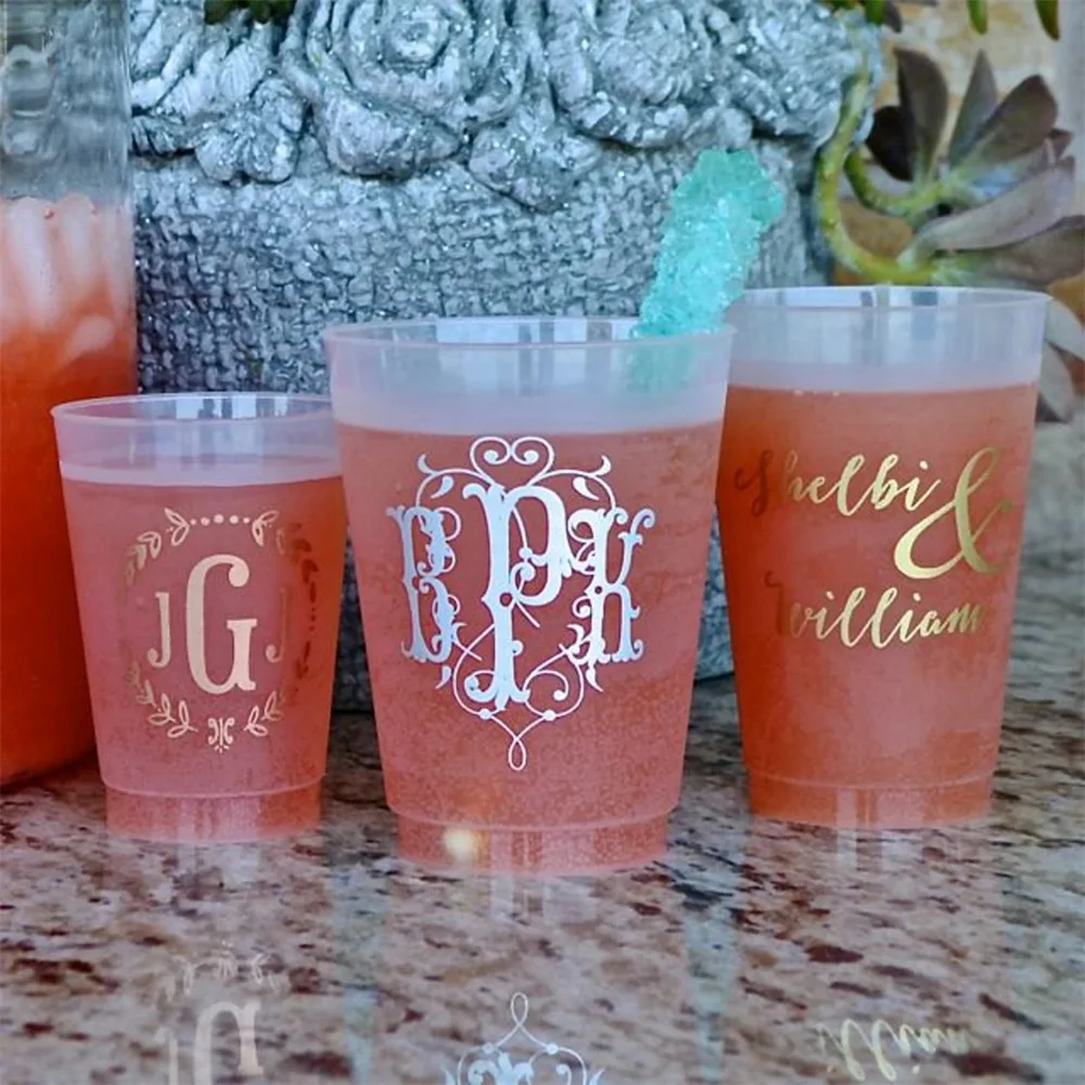 

Personalized Frosted Wedding Cups, Custom Printed Cups, Personalized Wedding Favors, Monogrammed Cups, Custom Plastic Cups, Cust