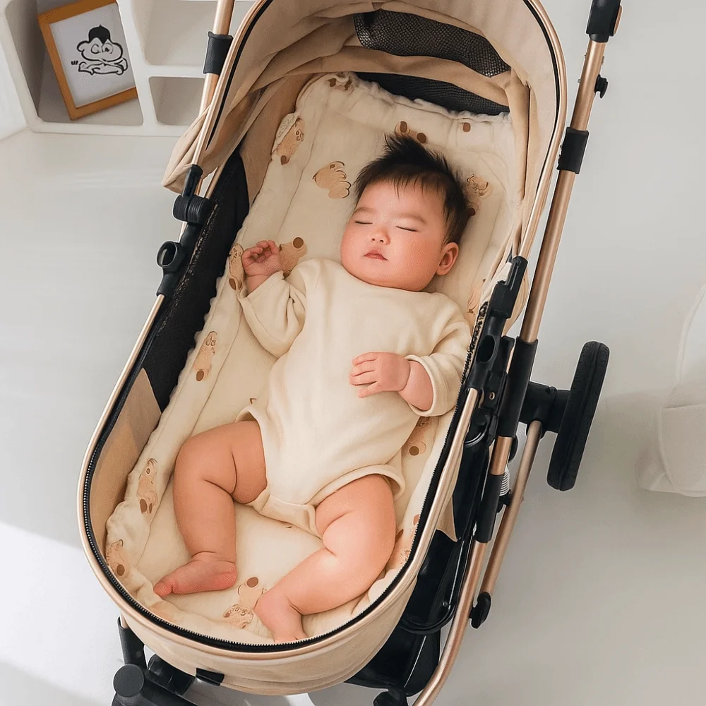 

Soft Baby Stroller Cushion Comfortable Cartoon Printed Baby Pram Seat Mat Breathable Car Seat Dining Chair Cotton Pad Toddler