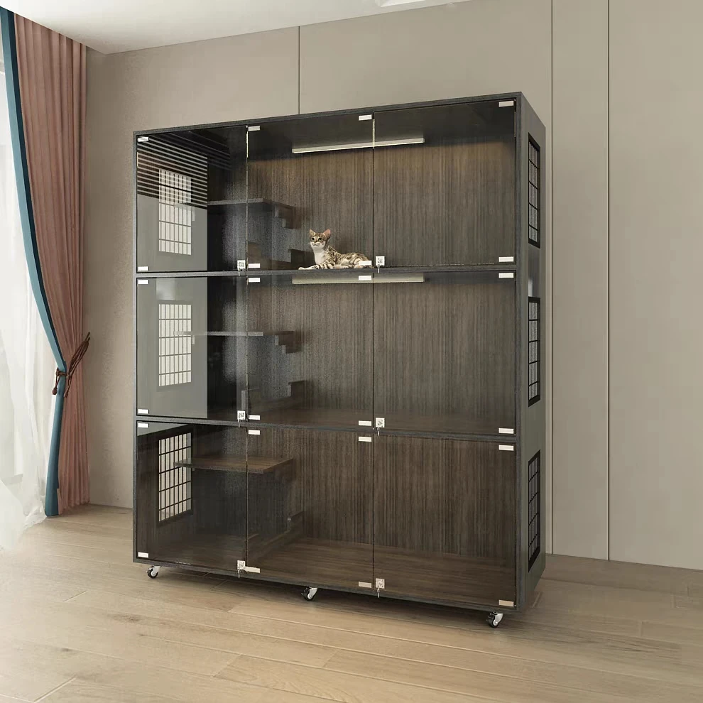 Spacious Cat Cage & Villa with Multi-Level Cat House, Outdoor Catio, Pet Kennel and Luxury Wooden Furniture for Multiple Cats