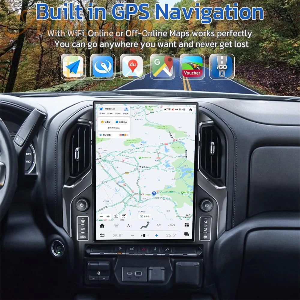 15.6 Android Carplay For GMC Sierra Chevrolet Silverado 2019 2020 2021 2022 2023 Car GPS Navigation Radio Multimedia Head Unit - Image 4