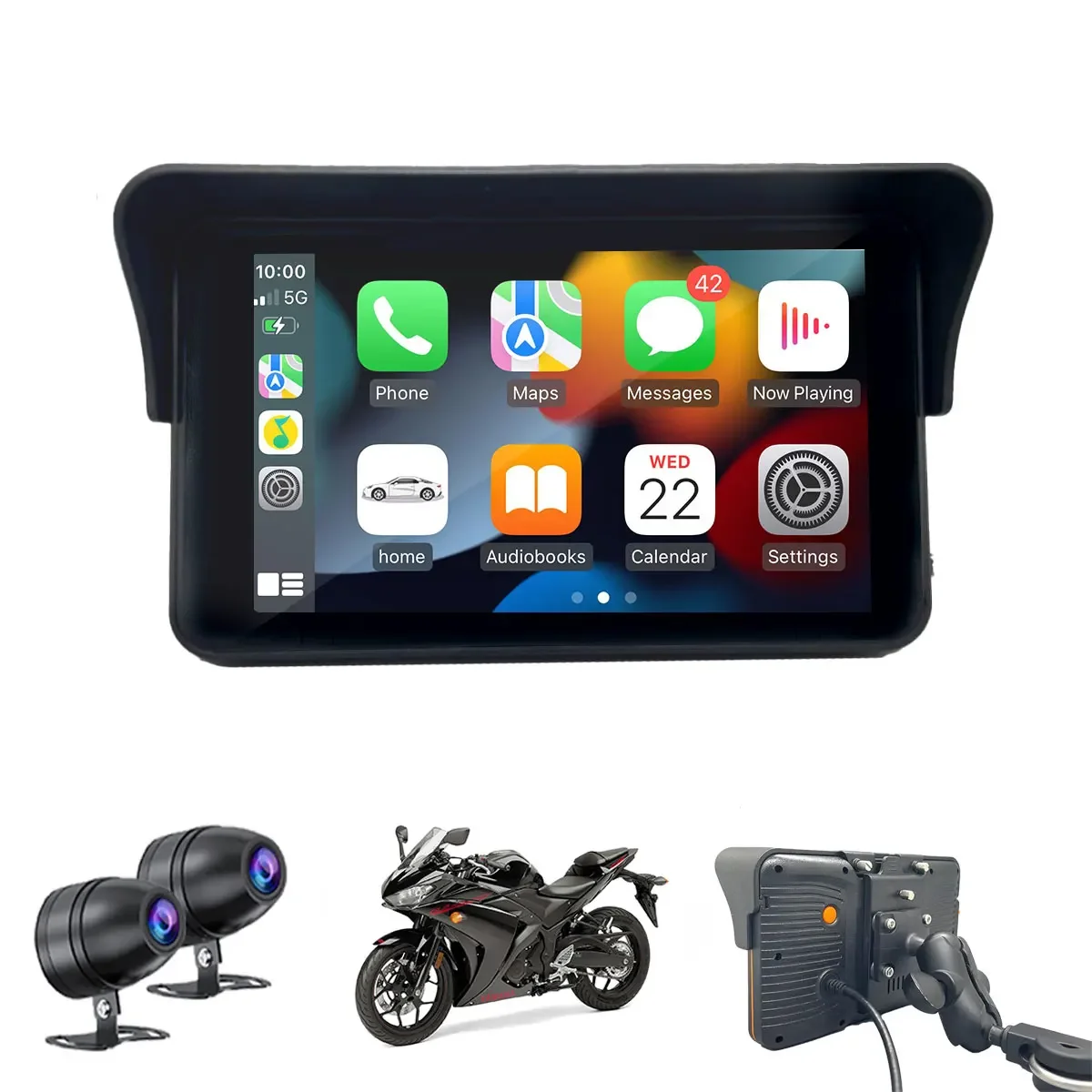 7 Inch Carplay Monitor with Navigation for Motorcycle and Motorbike Android Auto and Carplay Compatibility MT7001