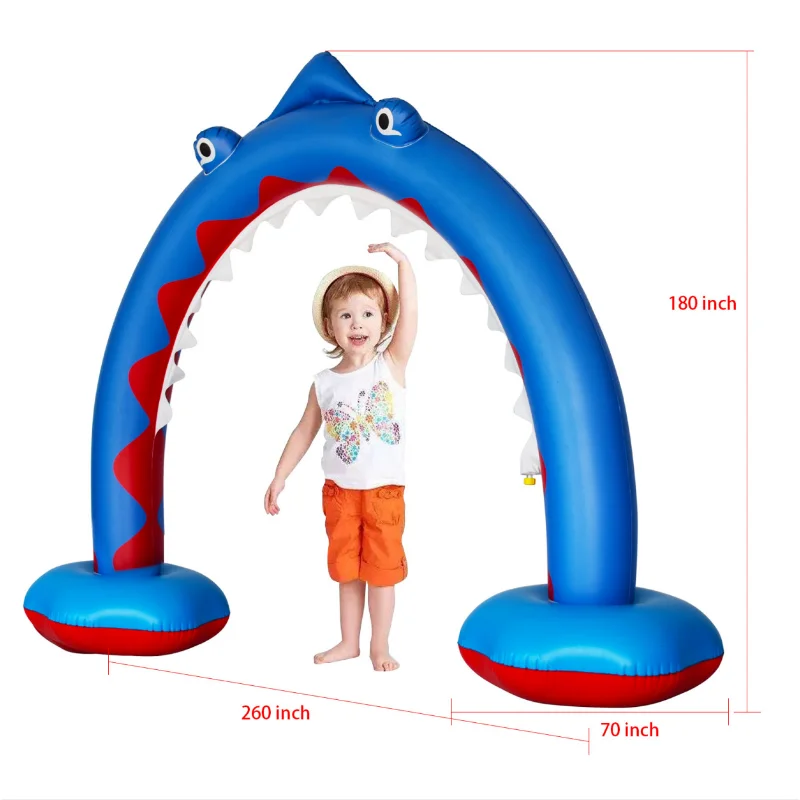 Inflatable Shark Sprinkler Arch Rainbow Sprinkler Arch Bridge Children\'s Outdoor Sprinkler Toy Door