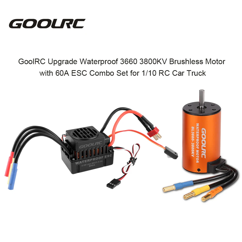 60A ESC 5.8 فولت/3A فرش ESC GoolRC ترقية مقاوم للماء 3660 3800KV فرش السيارات مع 60A ESC كومبو مجموعة لشاحنة سيارة RC 1/10