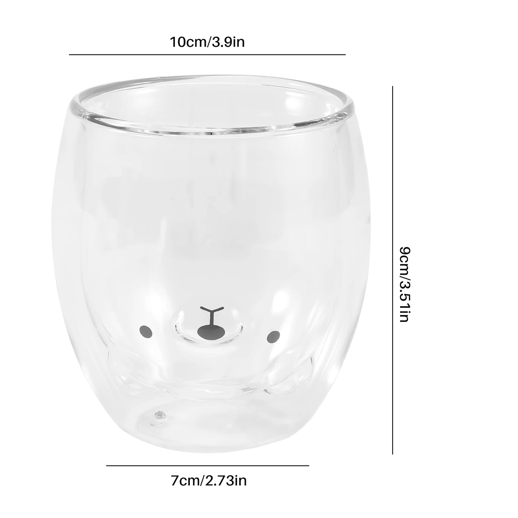 AA94-Double-Layer Coffee Cup Glass And Mug Cute Animal Tumbler Handmade Mug Line Child Girl