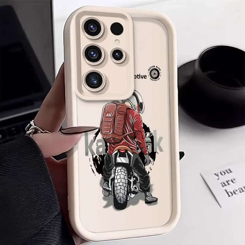 Trend Cool Biker Motorcycle Silicone Case For sumsung S21 S22 S23 S24 Plus FE Ultra A54 A 53 A52 Bumper Soft Protectiou cover