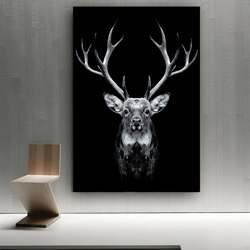 

Nordic Style Poster Wall Art Decorations Black And White Animal Picture Print Mule Deer Canvas Painting For Living Room Decor