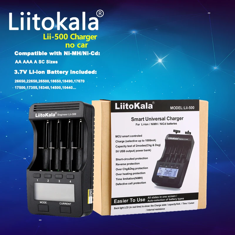 LiitoKala Lii-500 Lii-S12 Lii-600 Lii-202 Lii-S8 Lii-402 Lii-M4 Lii-M4S ładowarka 18650 26650 21700 bateria litowa NiMH