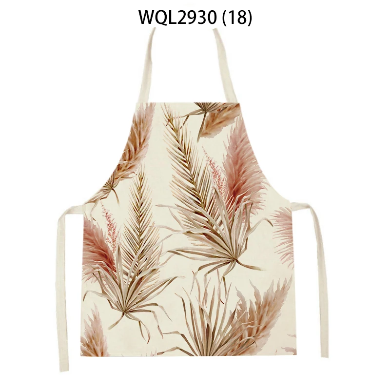 

Женские и мужские кухонные фартуки с цветочным узором и растениями, льняные нагрудники, сарафан для домашней уборки, фартук для домашней кулинарии, аксессуары для выпечки