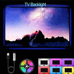 Taśma LED do podświetlenia telewizora Ściemnialna taśma LED RGB USB 3Key 5V 5050 RGB Led Lights Dekoracja ścienna Taśma LED Ribbon Strip