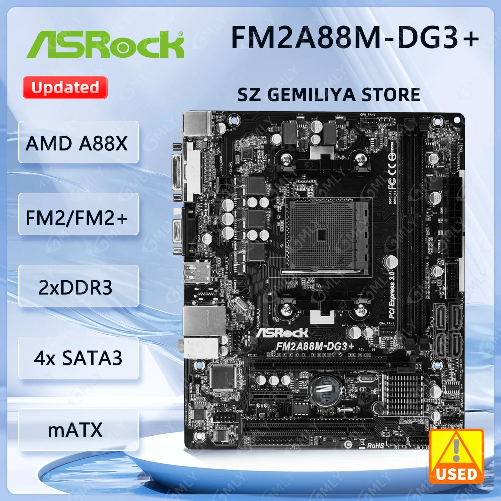 

ASRock FM2A88M-DG3+ Разъем для материнской платы FM2+ AMD A88X DDR3 32 ГБ Micro ATX с поддержкой процессора A10 785 679 A8 7500 A8 765 A10 770