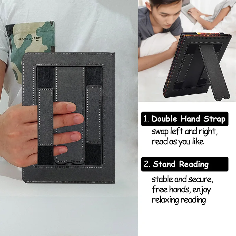 GAUGGER Case for 6 inch Onyx BOOX Go 6 (2024 Released) Cover with Auto Sleep/Wake Double Hand Strap / Stand / Magnetic Close