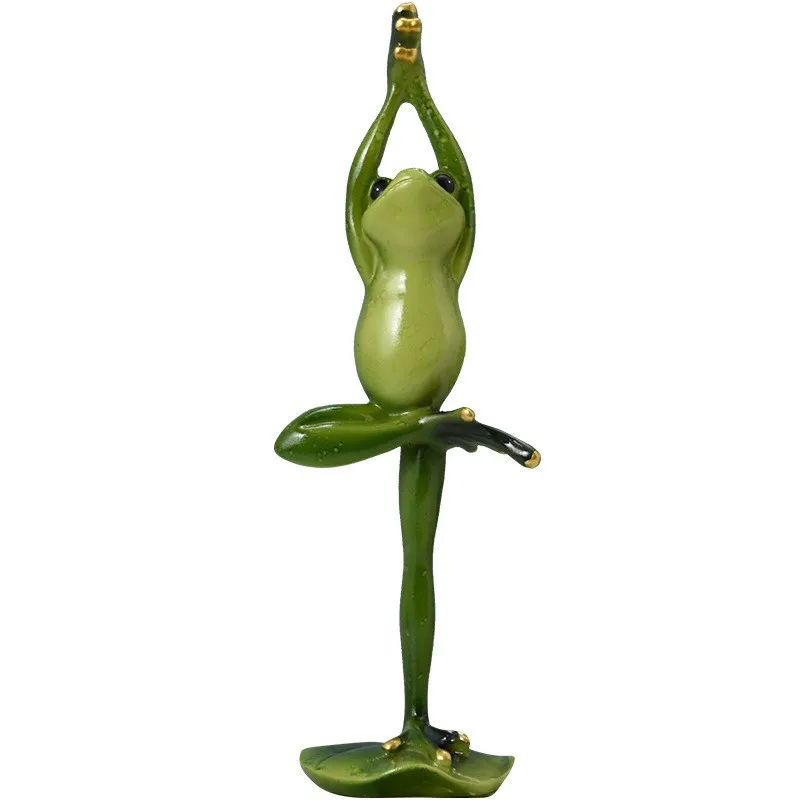 Glass Yoga Frog Ornament Resin Crafts TV Cabinet Wine Cabinet Ornament Graduation Birthday Gift Decoration