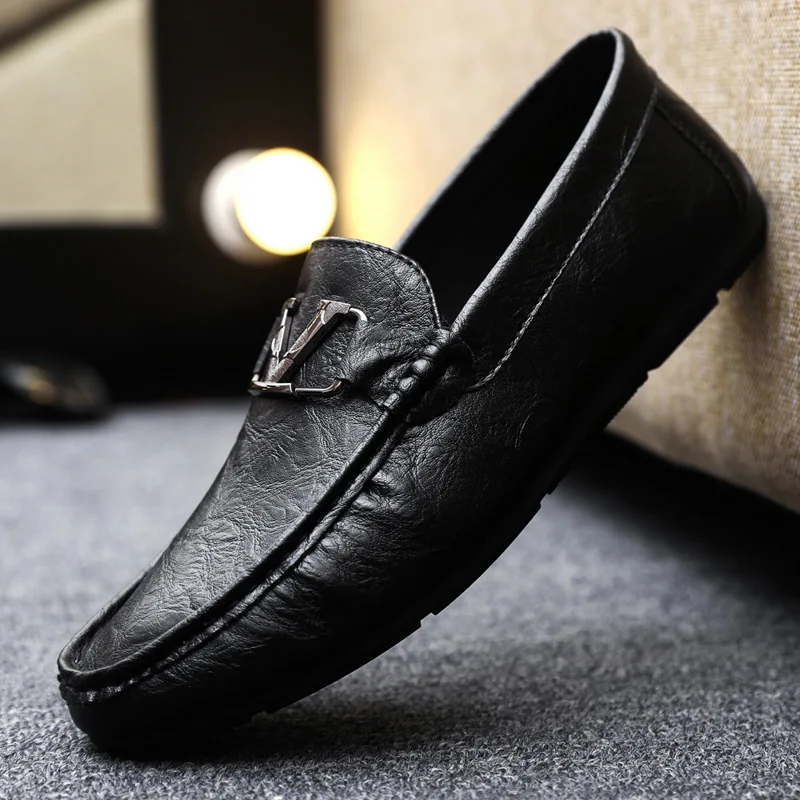 

Fashion Men Casual Leather Shoes Lazy Shoes Male Breathable Slip-on Mens Driving Shoes Comfortable Loafers Moccasins