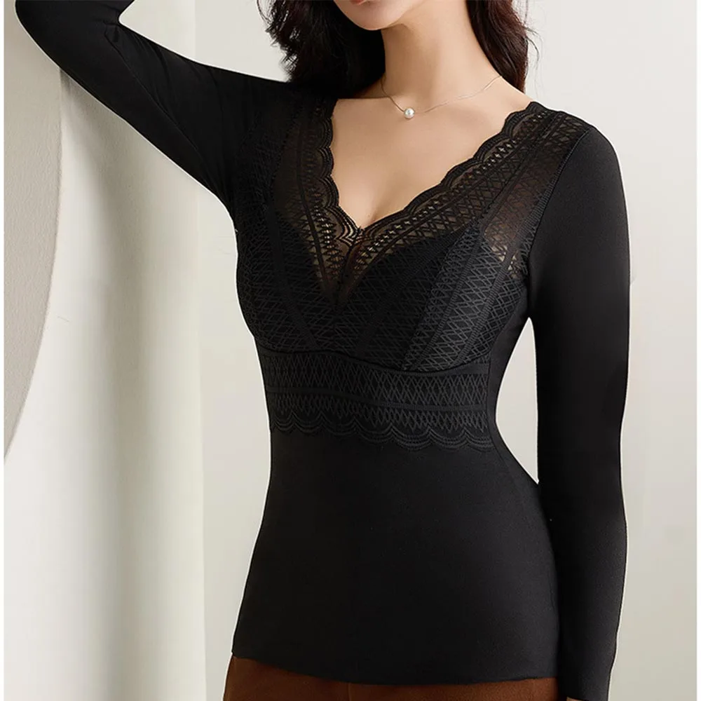 Naisstoo thickened thermal underwear winter and autumn thermal wear with bras tight slimming body shaper warm