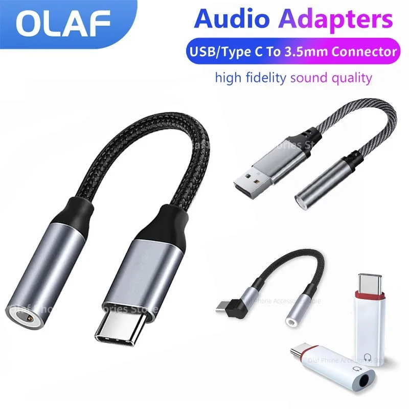 Olaf Type C/USB To 3.5mm Aux Adapter Type C 3 5 Jack Audio Cable USBC Earphone Cable Converter for iPhone Xiaomi Samsung Huawei