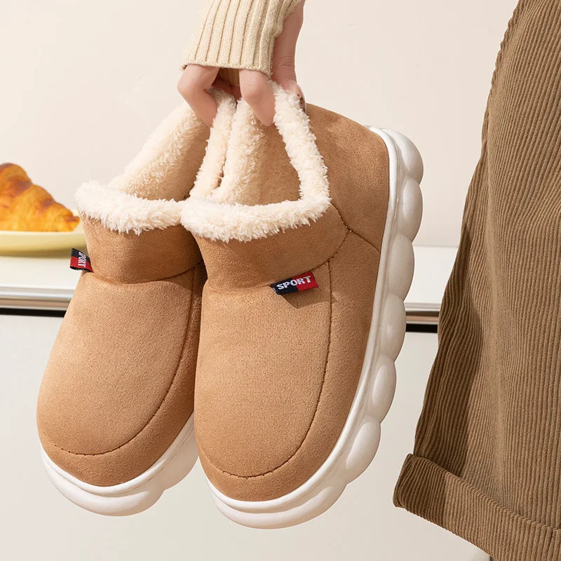 

Evshine/женская зимняя хлопковая обувь, уличные ботинки из нечеткого хлопка на мягкой подошве, меховые шлепанцы унисекс, домашние теплые домашние тапочки на плюшевой подкладке
