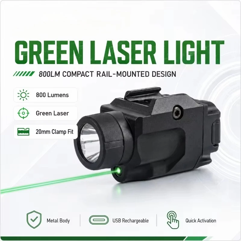 Hobby Toy Lamp 800LM Red Green Laser Metal Under‑barrel Unit Fits Standard 20mm Rail Clamp