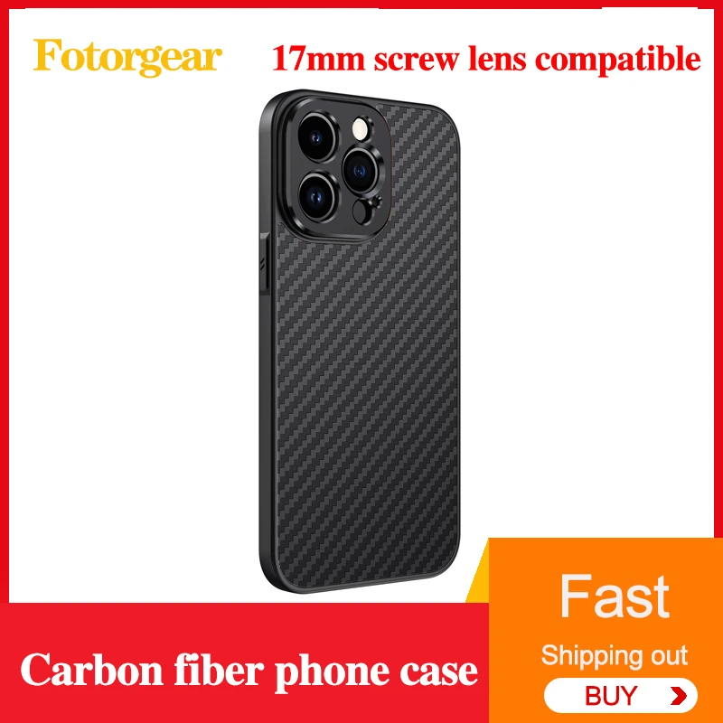 Fotorgear High-end Karbon Fiber Telefon Kılıfı 17mm Vida Lens Uyumlu Fotoğraf Telefon Kılıfı iPhone 13 Pro Max/iPhone 14 Pro