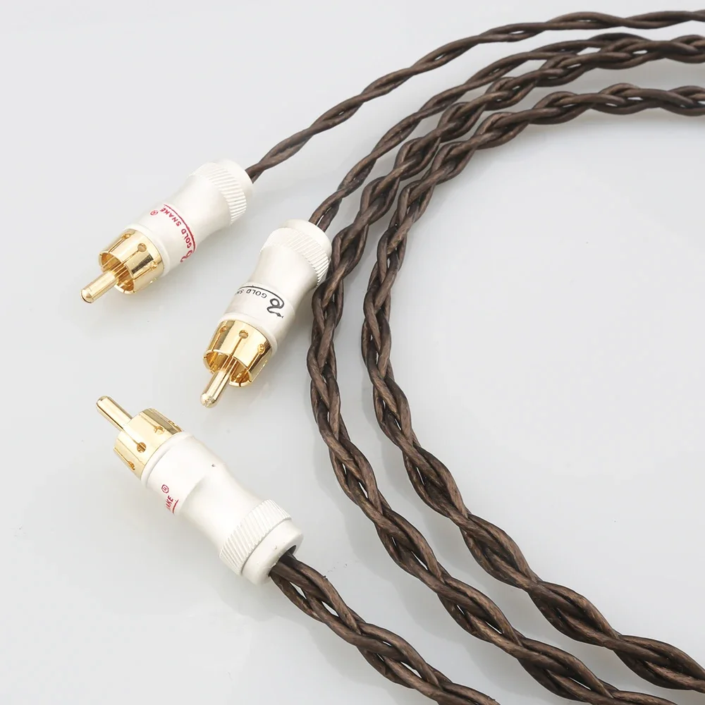 Audiophile Silver 1 RCA to 2 RCA Jack Audio Signal Line for Computer And Audio Connection Cable
