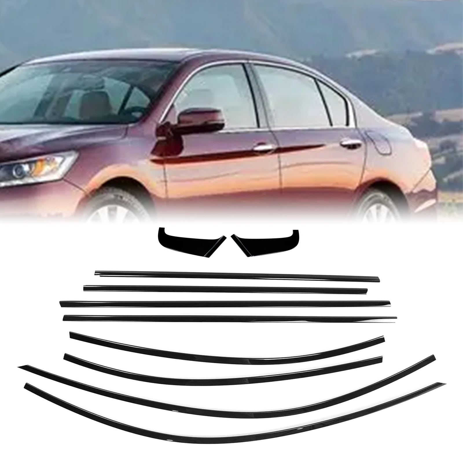

Exterior Window Strip Trim Weatherstrips Gloss Black Door Side Frame Seal Styling Protective Cover For Honda Accord 2012-2018