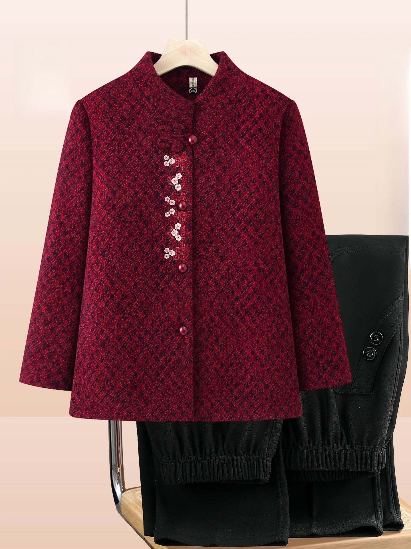 

Sli Chinese Sle Women's Coat Warm Long Cotton Filled Outerwear for Middle-Aged And ly Spring Autumn Seasonal Wear