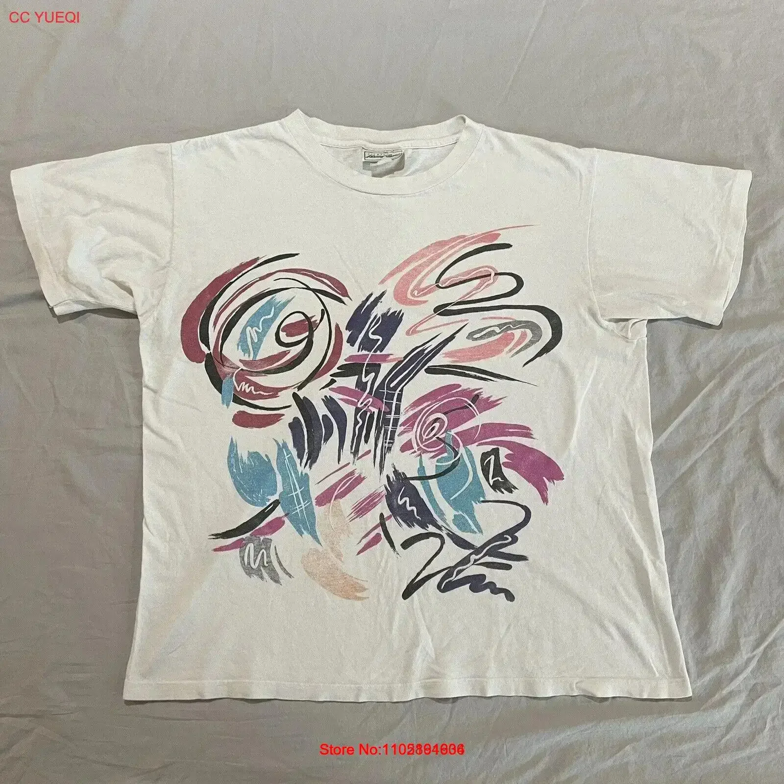 

Vintage Jacques Moret T Shirt Abstract Art White One Size Fits All vintage Washed graphic designer clothes Comfortable fashion