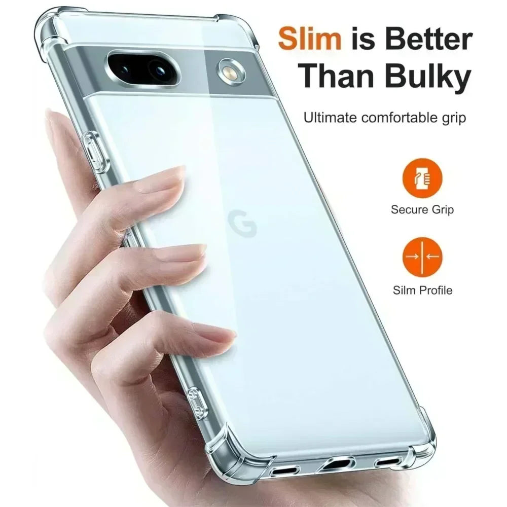 1.5mm de espessura air-bag claro caso de telefone para google pixel 8a 8 pro 6a 7a 6 7 pro 5g capa à prova de choque fundas